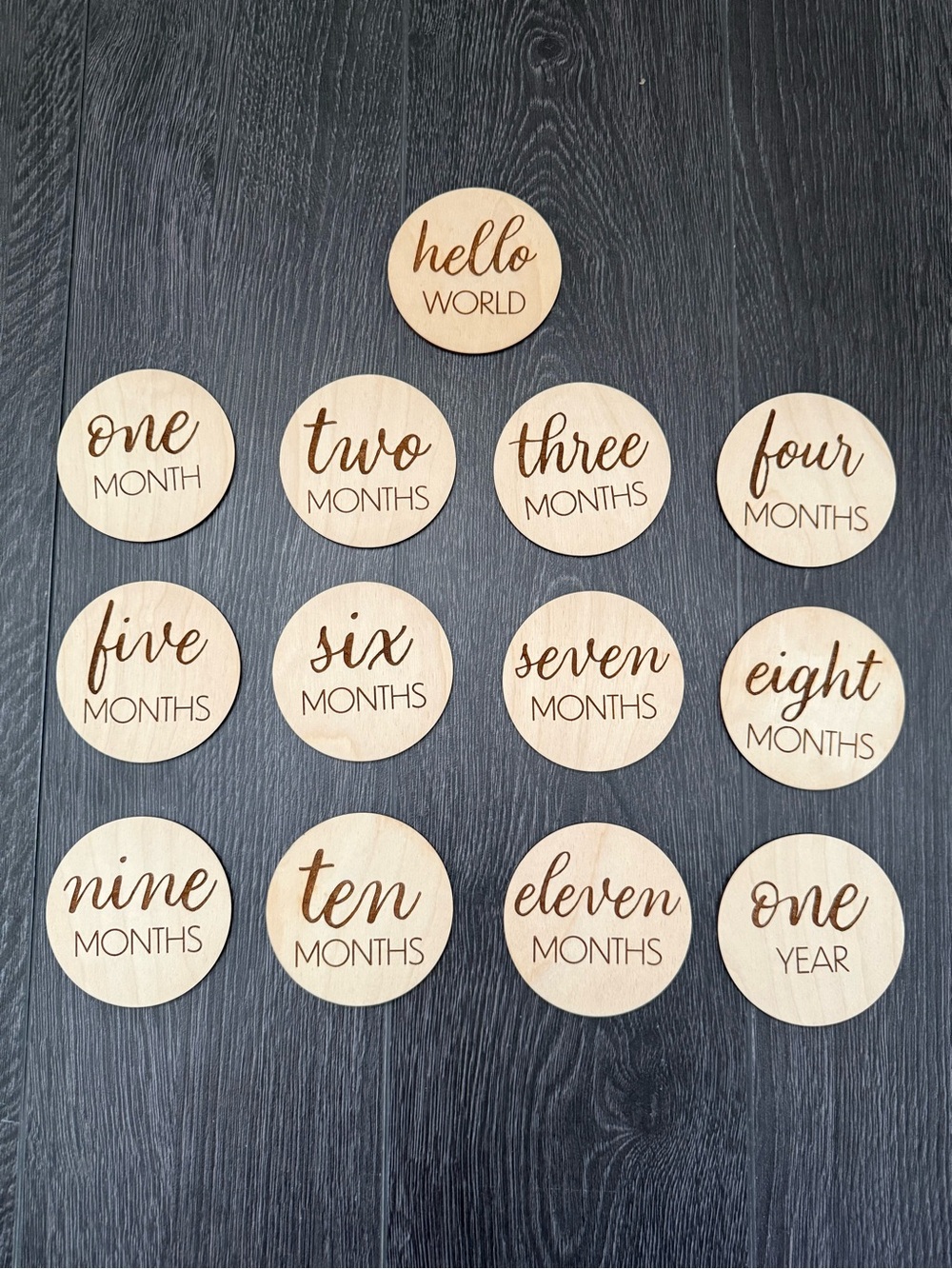 Wooden Baby Monthly Milestone Discs - Natural